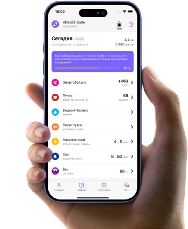 Приложение HEALBE на смартфоне
